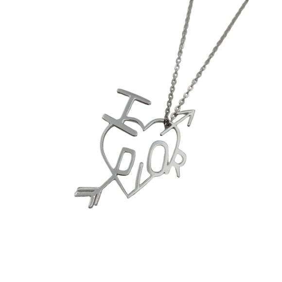 'I Love Dior' Silver Heart Necklace - Picture 1 of 3